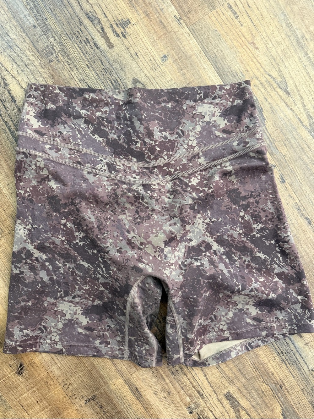 Vitality High-Waisted Brown Camo Women’s Workout Shorts
